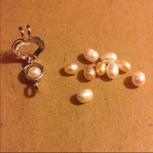 10 small cream,white pearls along with carrier.